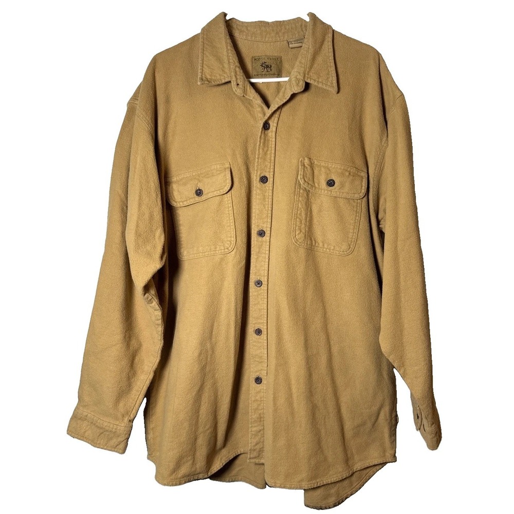 Moose Creek Legendary Clothing Men's 2XL Tan Chamois Shirt 100% Cotton Cambodia
